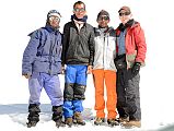 
Cook Pemba Rinjii, Porter Pasang, Climbing Sherpa Lal Singh Tamang And Jerome Ryan At Col Camp After Descent From Chulu Far East Summit
